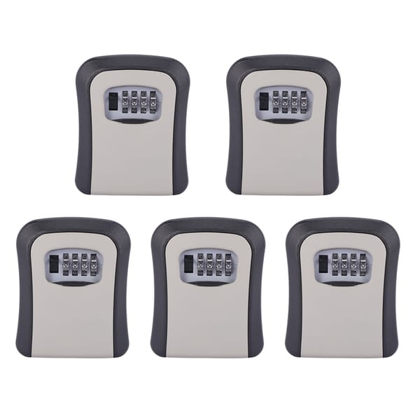 RISE-5X Key Lock Box Wall Mounted Aluminum Alloy Key Safe Box Weatherproof 4 Digit Combination Key Storage Lock Box